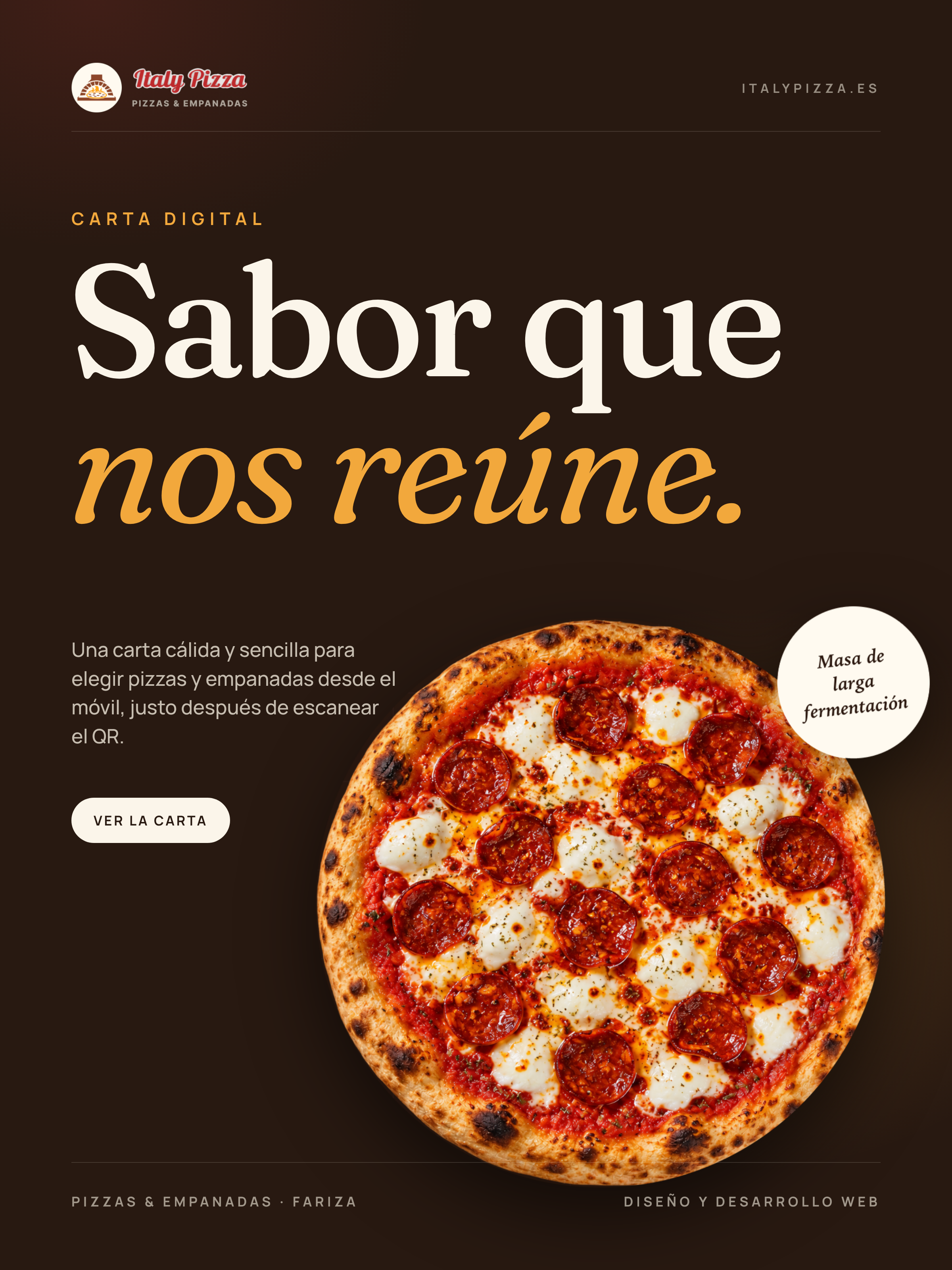 Detalle de los productos de la carta de Italy Pizza