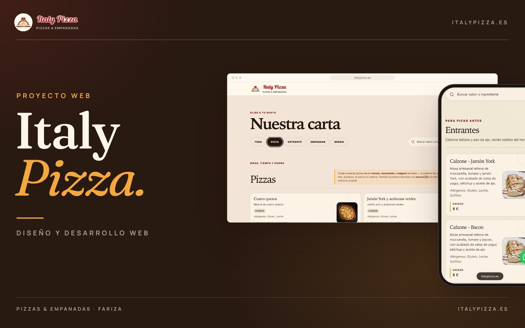 Portada de la web de Italy Pizza