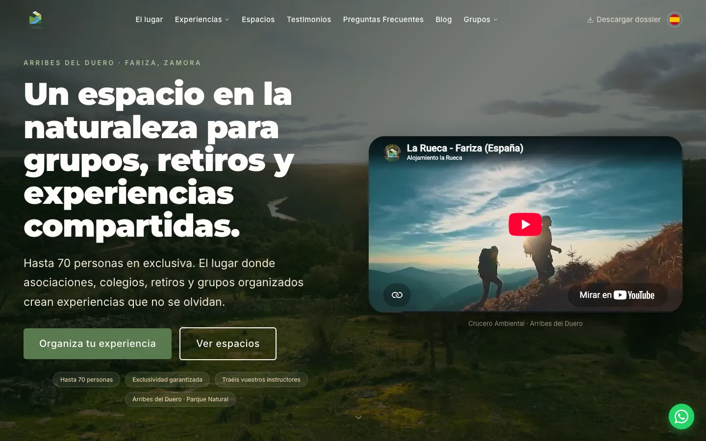 Web de Alojamiento La Rueca en escritorio